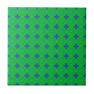 Atomic Starburst Sparkle Retro Green Pattern Ceramic Tile