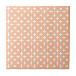 Atomic Starburst Sparkle Retro Peach Fuzz Pattern Ceramic Tile