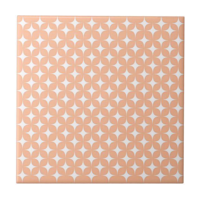 Atomic Starburst Sparkle Retro Peach Fuzz Pattern Ceramic Tile (Front)