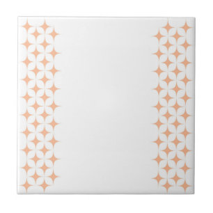Atomic Starburst Sparkle Retro Peach Fuzz Pattern Ceramic Tile