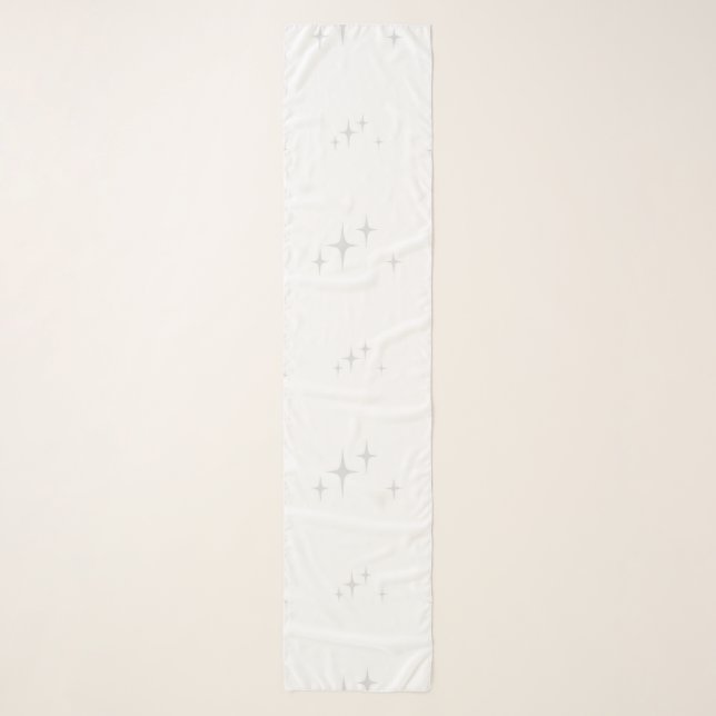 Atomic Starburst Sparkle Retro White Grey Pattern Scarf (Front)