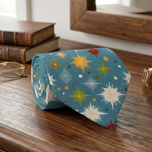 Atomic Starburst Turquoise Mid-Century Modern Neck Tie
