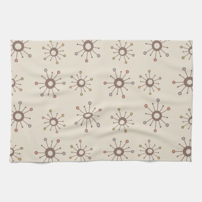 Atomic Starbursts Nature Earth Tones Kitchen Towel (Horizontal)