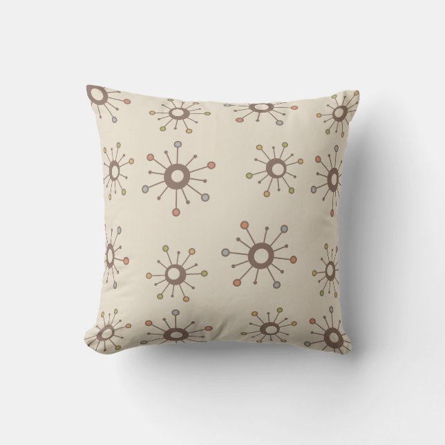 Atomic Starbursts Nature Earth Tones Throw Pillow (Front)