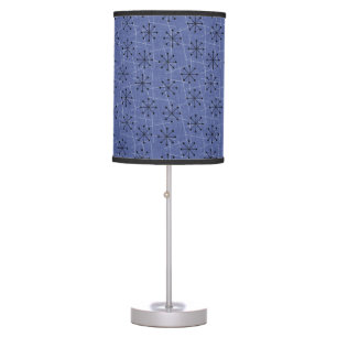 Atomic Starbursts on Blue Fifties Mid-Century Table Lamp