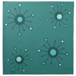 Atomic Starbursts Teal Cloth Napkin