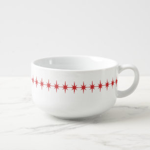 Atomic Stars Red and White Soup Mug