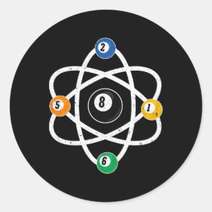 Atomic Structure Billiards Men Funny 8 Ball Pool  Classic Round Sticker