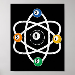 Atomic Structure Billiards Men Funny 8 Ball Pool  Poster