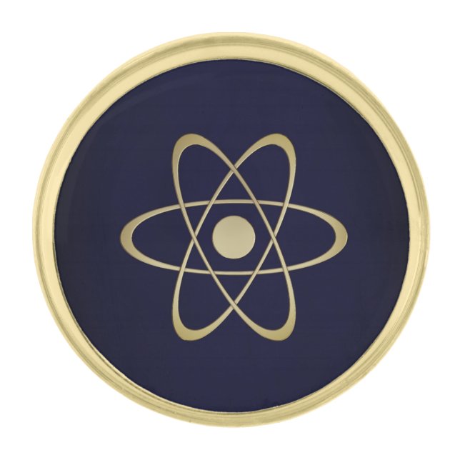 Atomic Structure Gold Finish Lapel Pin (Front)