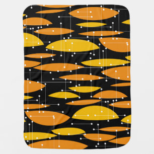 Atomic style, black orange geometric pattern. baby blanket