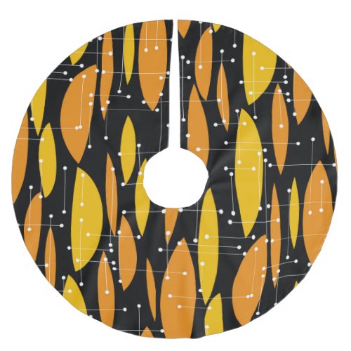 Atomic style black orange geometric pattern brushed polyester tree skirt
