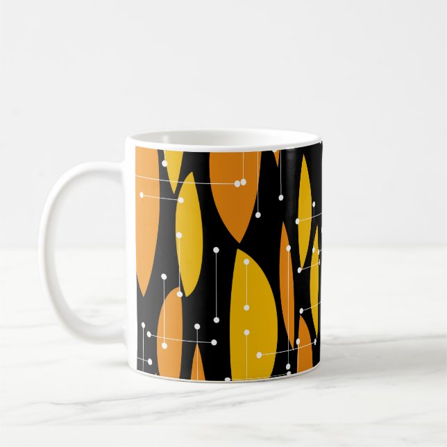 Atomic style, black orange geometric pattern. coffee mug (Left)