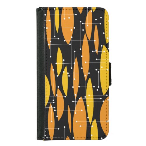 Atomic style black orange geometric pattern samsung galaxy s5 wallet case