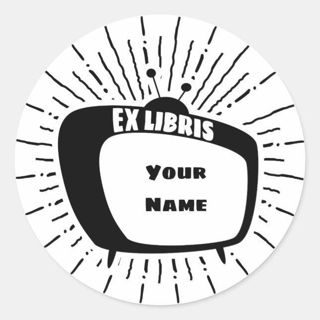 Atomic Style TV Ex Libris Bookplate (black) (Front)