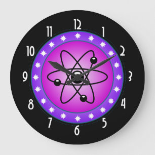 Atomic Symbol on a Pink background Large Clock
