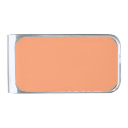 Atomic Tangerine  (solid color)   Silver Finish Money Clip