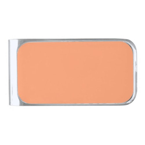 Atomic Tangerine  solid color   Silver Finish Money Clip