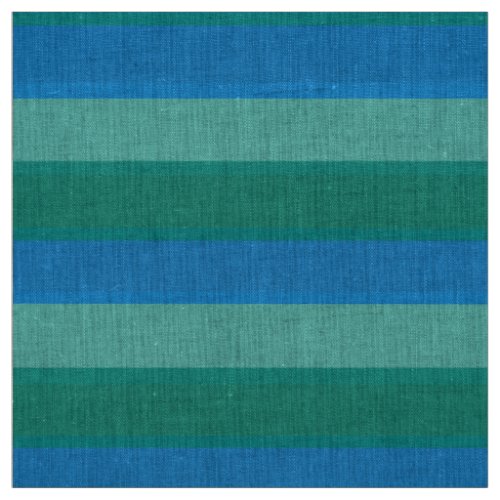 Atomic Teal and Turquoise Stripes Natural Linen Fabric