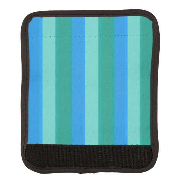 Atomic Teal & Turquoise Stripe Luggage Handle Wrap (Front)