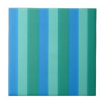 Atomic Teal & Turquoise Stripes Ceramic Tile<br><div class="desc">This Atomic Teal and Turquoise Stripes Small Ceramic Tile pattern is styled after classic, mid century modern, upholstery fabric, with simulated nubby texture. The retro wide and thin stripes alternate in shades of teal, turquoise, and vibrant, sky blue. The tranquil colors might remind you of a day at the beach,...</div>