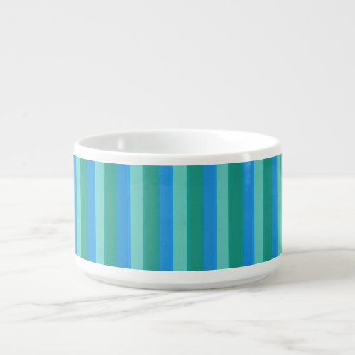 Atomic Teal  Turquoise Stripes Chili Bowl