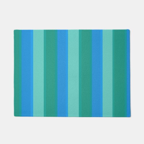 Atomic Teal  Turquoise Stripes Door Mat