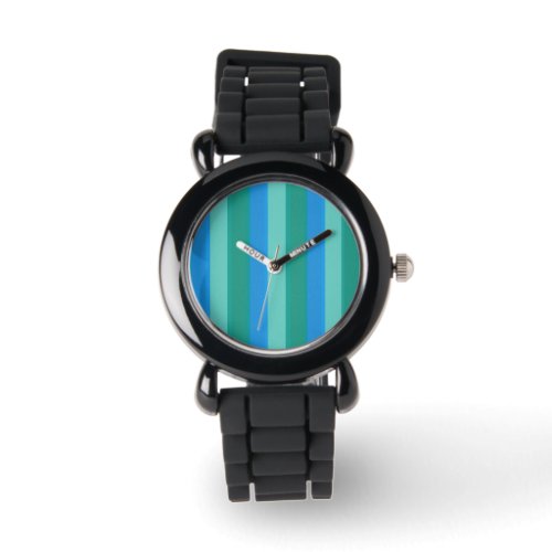 Atomic Teal  Turquoise Stripes Kids Watch