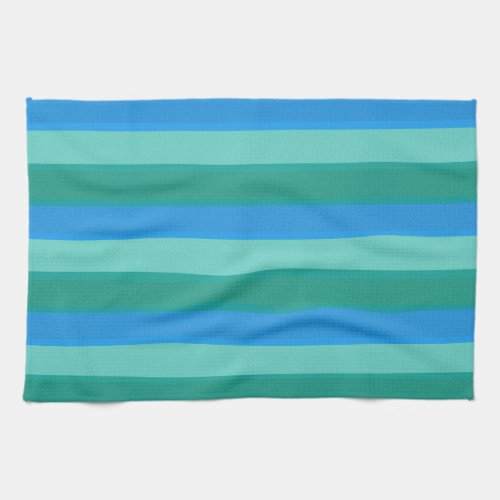 Atomic Teal  Turquoise Stripes Kitchen Towel