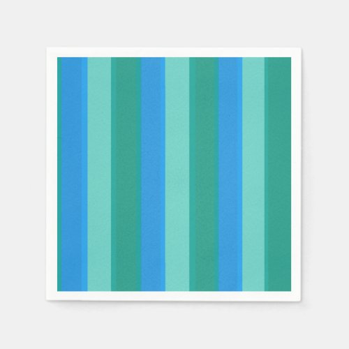 Atomic Teal  Turquoise Stripes Paper Napkins