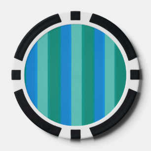 Atomic Teal & Turquoise Stripes Poker Chip