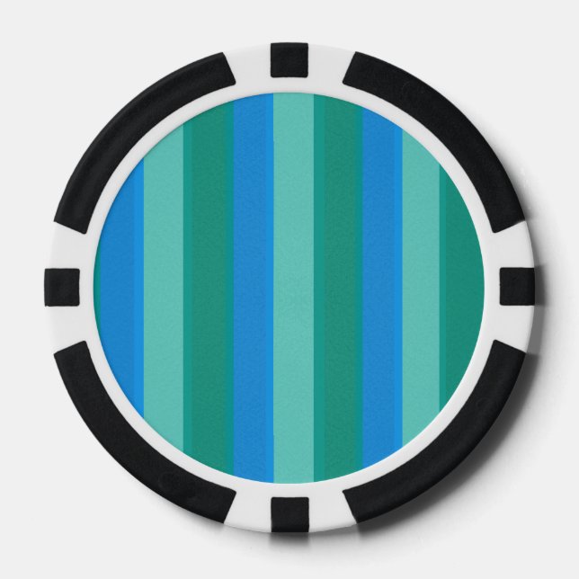 Atomic Teal & Turquoise Stripes Poker Chip (Front)