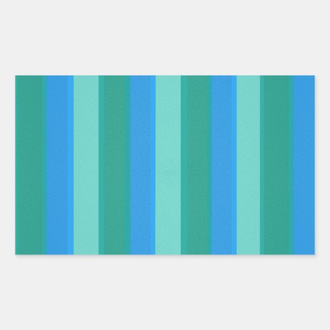 Atomic Teal & Turquoise Stripes Rectangle Stickers (Front)