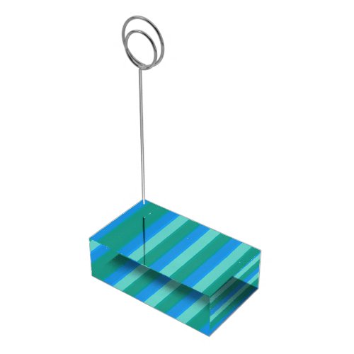 Atomic Teal  Turquoise Stripes Table Card Holder