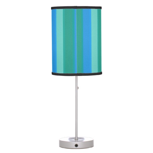 Atomic Teal & Turquoise Stripes Table Lamp (Back)
