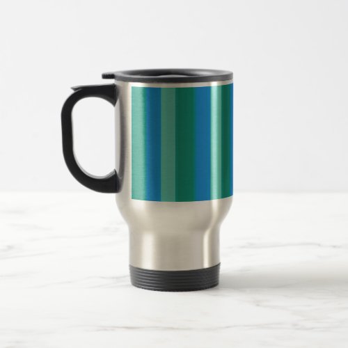 Atomic Teal  Turquoise Stripes Travel Mug