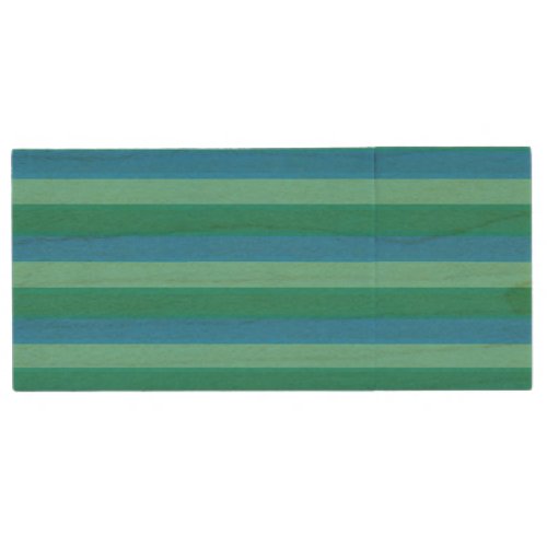 Atomic Teal  Turquoise Stripes Wooden Flash Drive