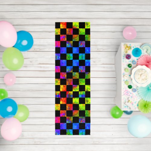 Atomic Tie_Dye Colorful Checkerboard Runner
