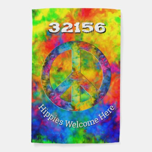 Atomic Tie_Dye Hippie Freak Peace Welcome Garden Flag
