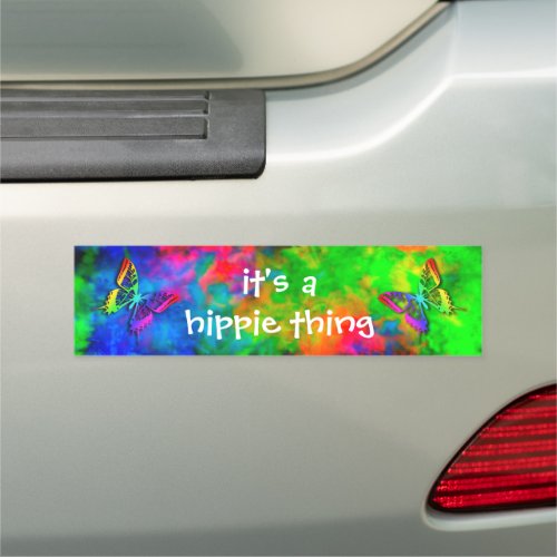 Atomic Tie Dye Psychedelic Butterflies Hippie Car Magnet