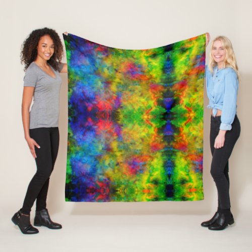 Atomic Tie_Dye  Psychedelic Rainbow Colors Fleece Blanket