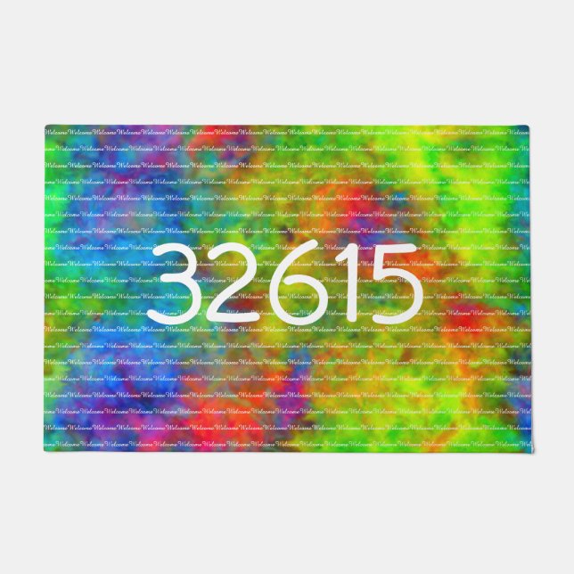 [Atomic Tie-Dye]  Psychedelic Rainbow  Welcome Doormat (Front)