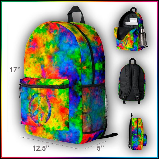 [Atomic Tie-Dye] Rainbow Colors Bookbag Backpack