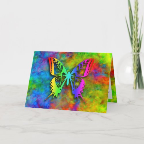 Atomic Tie_Dye Rainbow Colors Butterfly Card