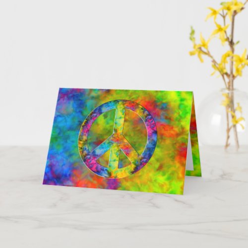 Atomic Tie_Dye Rainbow Colors Peace Sign Symbol Card