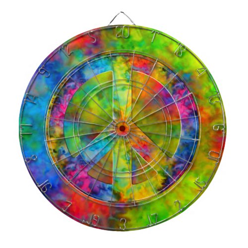 Atomic Tie_Dye Rainbow Colors Peace Sign Symbol Dart Board