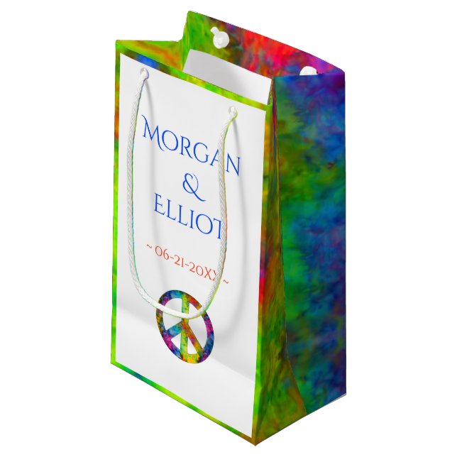 [Atomic Tie-Dye] Rainbow Peace Sign Favor Gift Bag (Front Angled)