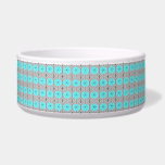 Atomic Turquoise Dots Ceramic Pet Bowl<br><div class="desc">This Atomic Turquoise Dots patterned pet bowl has all of the mid century modern fun of your grandma’s kitchen, minus the sticky linoleum. It’s a deconstructed look at snowflakes. The kitschy design features a gray background with evenly repeating black lines and turquoise dots. This vintage inspired pattern is mod enough...</div>