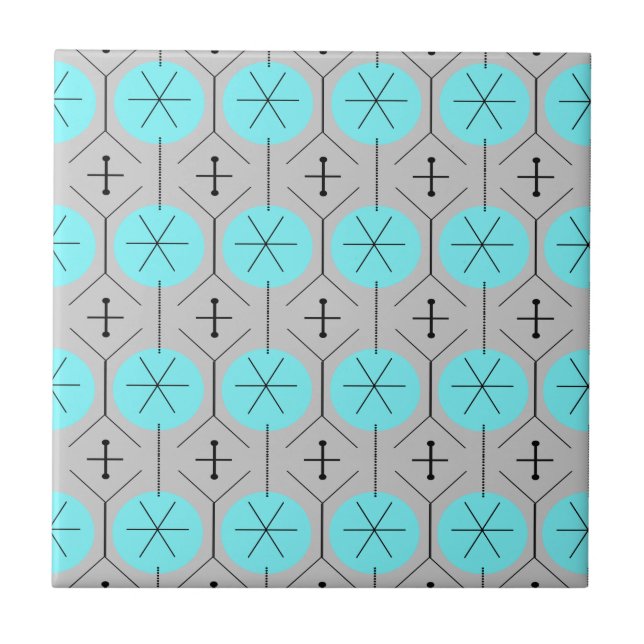 Atomic Turquoise Dots Ceramic Tile (Front)