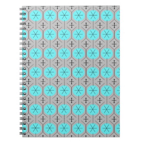Atomic Turquoise Dots Spiral Photo Notebook